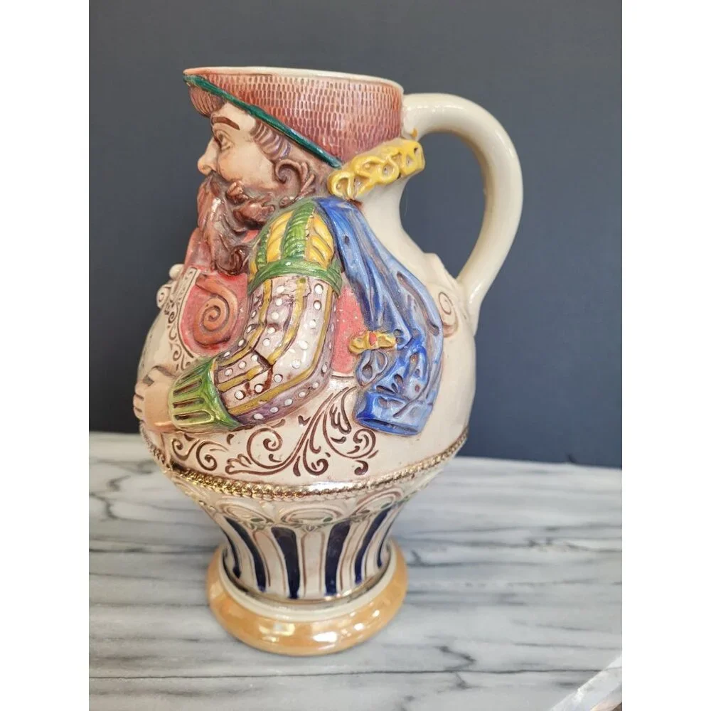 GERZ W. Germany German Beer Pitcher Stein Figurine w/ Proverb Vintage Large‎